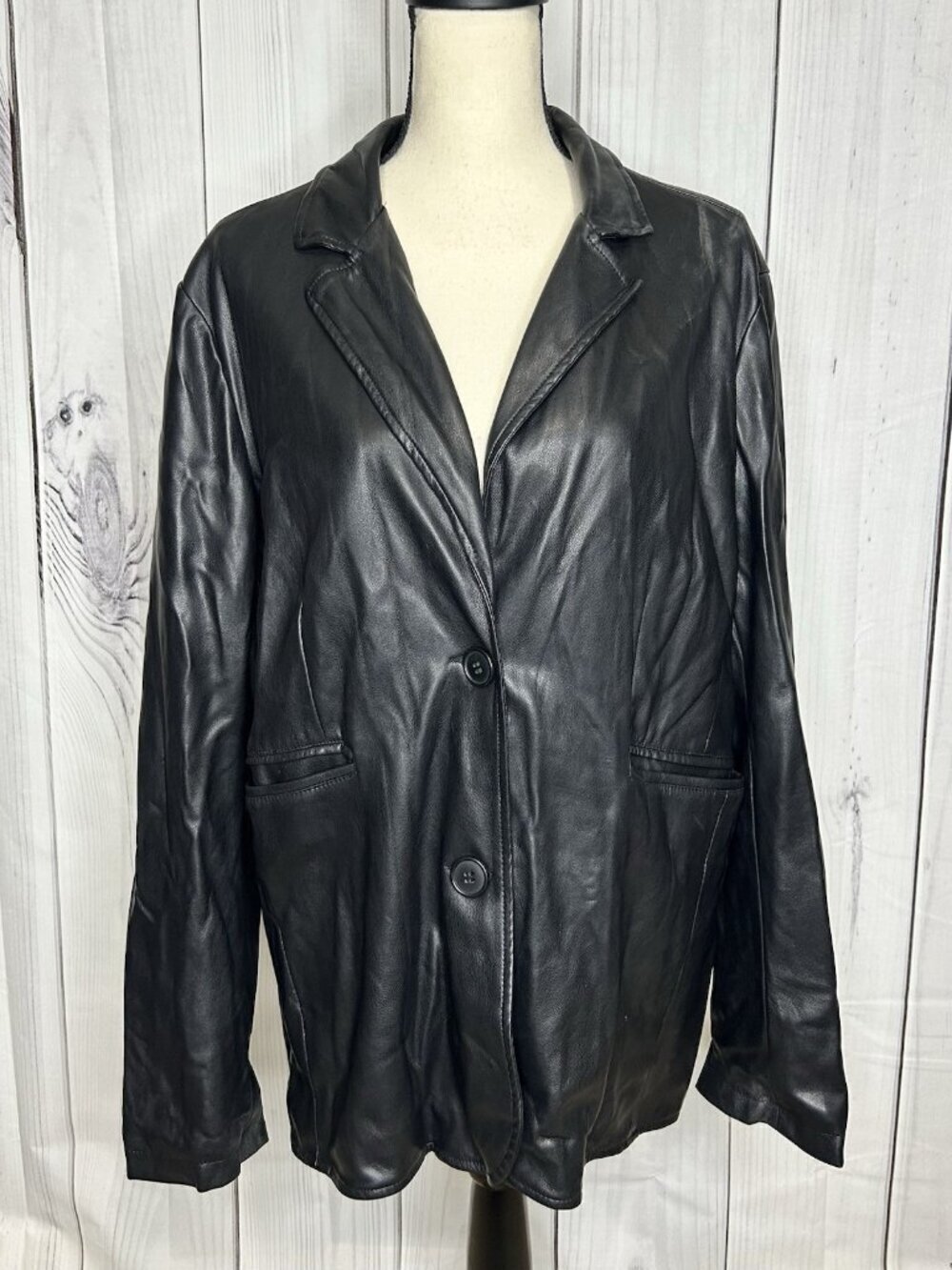 Urban Outfitters Womens Faux Leather Oversized Blazer Jacket Sz M Black
